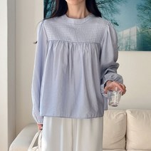 퍼니걸스 6389 데일리 라운드 주름 긴팔 블라우스 여성의류