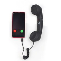 휴대폰 AUX 이어폰 유선 전화기 레트로 집 수화기, 블랙