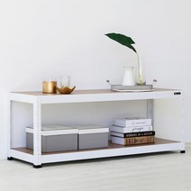 슈랙엣홈 무볼트 조립식앵글선반 2단 블랙 화이트 스탠드선반, 선반 2단 높이600 화이트/400x600 (WxD)