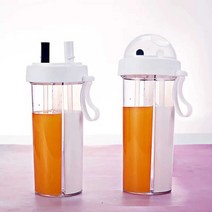 반반 물병 2가지음료 더블 병 컵 휴대용 물통 패트, 그린 420ml