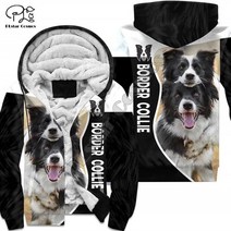 남성파카 PLstar 코스모스 보더 콜리 개 3D 프린트 패션 겨울 의류 캐주얼 따뜻한 후드 두꺼운 코트 지퍼 남자 양털 후드 재킷 C4