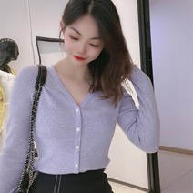 박시니트가디건 형과 아우 정부측 와이드 루즈핏 브이넥 양 퍼니트 블랙가디건 숏 코트 여성 4107882784