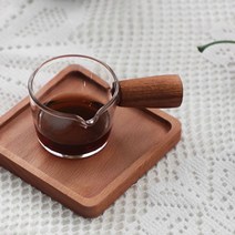 조이스힐 내열유리 우드 핸들 샷잔 에스프레소 샷컵 우드 나무 손잡이 미니 저그 메이플 시럽잔 2size, 50ml&100ml세트 (10%할인)