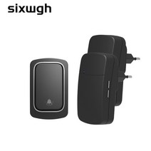 초인종 카메라sixwgh 무선 초인종 배터리 필요 없음 방수 자체 전원 도어 벨 세트 홈 야외 키네틱 링 차임 초인종, 1버튼 2수신기-b, 유럽 ​​연합