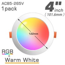 블루투스 호환 다채로운 스팟 LED 천장 램프 오목한 라운드 라이트 스마트 홈 조명기구 RGB 조광 가능 통 110V 220V, 4 Inch WarmWhite RGB