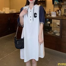 잇츠스타일 빅사이즈 롱티셔츠 캐주얼 후드 반팔 원피스
