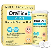 OraTicx 키즈 치과 구강 소화기 멀티 프로바이오틱스 100억 CFU 바닐라맛 30정 2팩