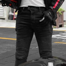 GLOVEO 오토바이 청바지 카고바지 워싱진 라이딩진 바이크진 슬림핏, 02_바이크진, 블랙, XL(34)