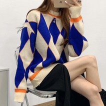캣츠원피스 루즈핏 아가일니트