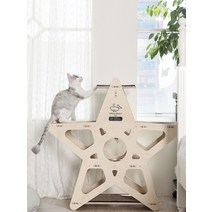 그린웨일 B4 원목 중형 별빛타워 튼튼한 고양이 캣타워 4단, 카키베이지
