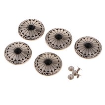 GHSHOP 5x 빈티지 리벳 나사 다시 서양식 DIY 가죽 공예 버튼 30mm/1.18inch, 설명, 블랙