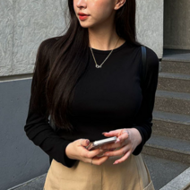 쉐얼유 여성용 퍼펙트 베이직 긴팔 티셔츠