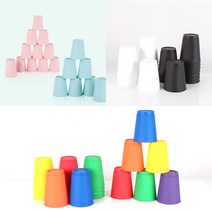 국산 에코 스텍스 컵쌓기 10컬러 무지 스텍컵 12입, 아이보리토끼, 블루