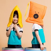 지진 방재 모자 곰돌이 유아 초등학교 어린이집 유치원 재난 안전훈련 교육, 옐로우, 1개