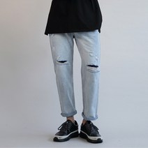 디벨로 남성용 디스트로이드 빈티지 테이퍼드진 찢어진 팬츠