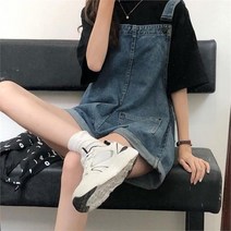 리더스 리더스 데님 청 멜빵 반바지 팬츠 밑단롤업 귀여운 (8295345)