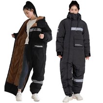 오토바이 라이딩 방한복 라이더 배달우주복 일체형 기모 바람막이, 2XL, 블랙