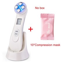 고주파마사지기 바디 얼굴 피부마사지기 5 in 1 rf ems led 광자 광선 치료, 화이트 애드 10 마스크