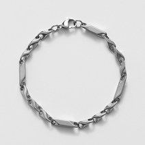 블리브 슬림 사각 무늬 써지컬스틸 커팅 체인 팔찌