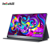 휴대용모니터 포터블 노트북 13.3 14 15.6 17.3 18.4 4k hdmi dp usb type c 디스플레이 어도비 rgb a100 ps5 스위치용 게임, 영국 플러그