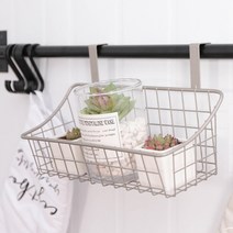 도어훅 주방 철제 걸이형 와이어 바구니, 그레이