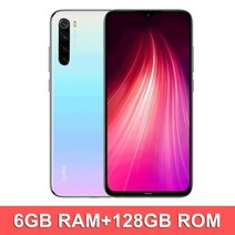 기기 이동 xiaomi 핸드폰 redmi note 8 스마트폰 금어초 665 48mp 4000mah 18w 고속 충전 글로벌 ROM, 케이스글라스 키트 추가, 흰색 6GB 128GB