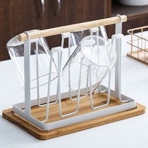 똑소녀 주방 컵건조대 스탠드 선반 2타입, 우드받침