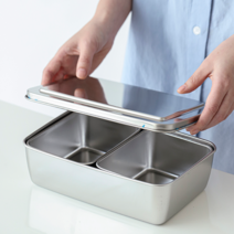 분리형 스텐 밧드 칸막이 칸칸 보관 용기 5종, 4칸세트