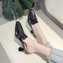 키높이 캔버스 통굽 뮬 슬리퍼 운동화 평방 발가락 뒤꿈치 가죽 패션 바오 터우 중반 여름 드래그 블로퍼