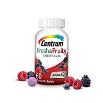센트룸 Centrum Adults 50 plus 츄어블 종합비타민 미네랄 믹스베리 60개입, Mixed Berry, 60 Count