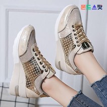 몬드스팟 6cm 여성 인조가죽 키높이 웨지 통굽 스니커즈 패션운동화 골드 (DM740)