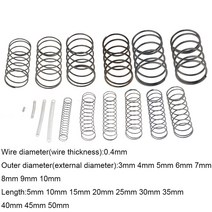 인장스프링 스텐인장스프링 금형 10PCS 0.4*3 4 5 6 7 8 9 10mm * 5-50mm 스프링 스틸 소형 압축 릴리스 기계식 리턴 압력 OD 3mm 4mm, 0.4mm, 40mm