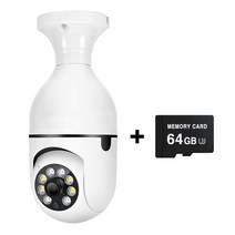 홈카메라 현관CCTV 가정용 CCTV 3MP Wi Fi IP 카메라 실내 보안 베이비 모니터 E27 전구 풀 컬러 야간 비전 무선 비디오 감시 자동 휴먼 추적, 4.3MP Add 64G Card