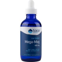 Trace Minerals Mega Mag 트레이스 미네랄 400mg 액상 염화 마그네슘 118ml 정상 혈압 심장 건강 차분한 기분 소화 수면 근육 경련 기타건강기능식품 영양제