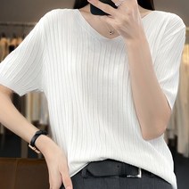 주디앤 여성 체르니 브이넥 반팔 니트티