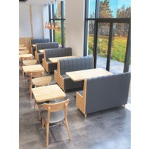 카페 붙박이 의자 커피숍 다방 벽 쿠션 부착 상업용, 베이지x블루 120x55x105cm