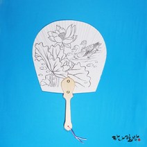 민화도안부채|연화도 오리 |편부채|민화부채, 1개