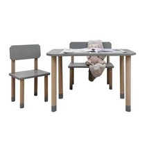 친환경 어린이 책상 공부 6세 5살 두돌아기책상 키즈, 회색 x 2인용 의자