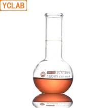 YCLAB-100mL 부피 플라스크 강철 2 개의 사용 병 유리 졸업 마크 포함 실험실 화학 장비
