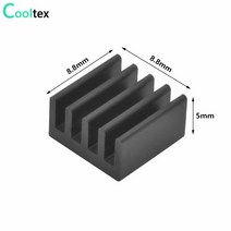 라디에이터히터 화장실난로 8.8x8.8x5mm 알루미늄 방열판 전자 칩 IC 냉각용 검정색 라디에이터 쿨러 열, 한개옵션0