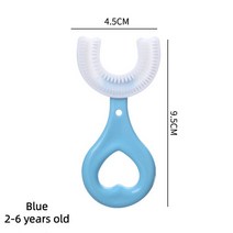 360 도 U자형 아기 칫솔 실리콘 구강 관리 청소, 1.BlueA