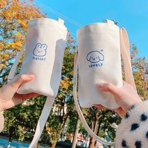 소풍 피크닉 준비물 텀블러백 캔버스 보틀 크로스백, 강아지