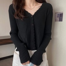 [랜덤플레이] 미니웨이브 라인 캔디 슬림핏 골지 가디건