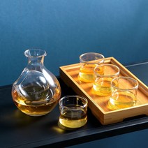미니도쿠리 이자까야 감성 청주 사케 아이스칠링 디켄딩 피쳐 와트, 원주전자컬링+[뚜껑컵75ml]4개+트레이