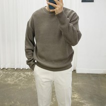 아도르클래식 머치 20컬러 하찌 라운드 세미 오버핏 긴팔 커플니트