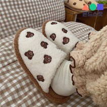몬드스팟 2cm 여성 귀여운 뽀글이 곰돌이 양털 앞막힌 슬리퍼 화이트(DM346)