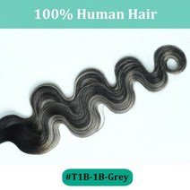 다크 브라운 웨이브 클립 인 헤어 익스텐션 10 개 160g 트리플 웨프트 바디 웨이브 레미 클립 실제 인모 익스텐션 풀 헤드 클립, T1B-1B-Grey, 16 inches_10Pcs 160G