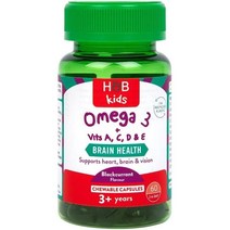 영국 홀랜드앤바렛 Holland & Barrett 어린이 오메가3 with 비타민A C D & E 블랙커런트맛 60캡슐, 1팩