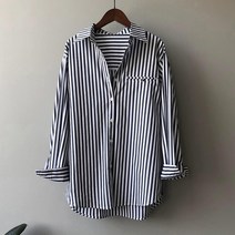 머쉬 봄신상 클래식 스트라이프 루즈핏 롱셔츠