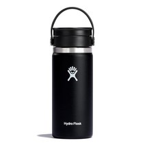 Hydro Flask 와이드 마우스 단열 물병 루핀 20온스 486120, 16 Oz, Black